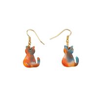 Korean Cartoon Creative Earrings Cute Cat Color Asymmetric Earrings main image 6