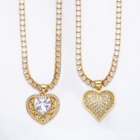 New Simple Necklace Fashion Heart-shaped Hollow Zircon Pendant Necklace main image 1