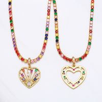 European And American Simple Hip-hop Necklace Copper Inlaid Colorful Zircon Necklace main image 1