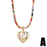 European And American Simple Hip-hop Necklace Copper Inlaid Colorful Zircon Necklace main image 3