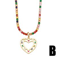 European And American Simple Hip-hop Necklace Copper Inlaid Colorful Zircon Necklace main image 4