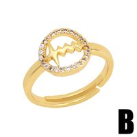 Fashion Copper Moon Opening Creative Simple Geometric Heart Ring main image 4