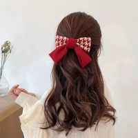 Mignon Nouveaux Accessoires Pour Cheveux Pince Latérale En Tissu Arc Rouge Épingle À Cheveux Treillis Vague Pince À Cheveux Point main image 6