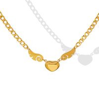 Simple Jewelry Titanium Steel Heart Wings Pendant Necklace main image 6