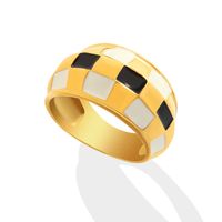 Simple Geometric Black And White Plaid Simple Stainless Steel New Tail Ring main image 6