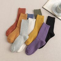 Pure Color Long Tube Cotton Cute Rib Mouth Candy Color Cotton Socks main image 1