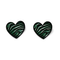 Korean Dripping Oil Leopard Print Heart-shaped Earrings sku image 1