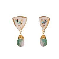 Retro Triangle White Color Small Shell Earrings Natural Agate Stone Earrings sku image 1