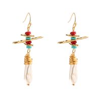 New Natural Stone Baroque Pearl Lighthouse Retro Earrings Wholesale sku image 1