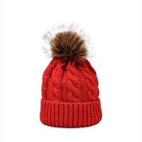 Autumn And Winter New Twist Knit Hat Wool Ball Fashion Trend Warmth Pure Color Woolen Hat sku image 1