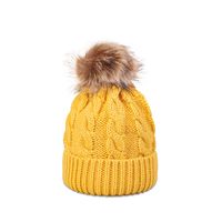 Autumn And Winter New Twist Knit Hat Wool Ball Fashion Trend Warmth Pure Color Woolen Hat sku image 7