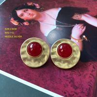 Chinese Red Resin Gem Medieval Palace Earrings sku image 2