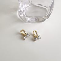 Fashion Bow Zircon Geometric New Copper Earrings sku image 1