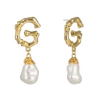 European And American Simple Baroque Pearl Letter Earrings Wholesale sku image 1