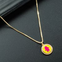 European And American Creative Palm Round Pendant Necklace Copper Clavicle Chain Jewelry sku image 2