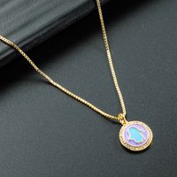European And American Creative Palm Round Pendant Necklace Copper Clavicle Chain Jewelry sku image 3