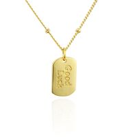 New Glossy Letter Copper Gold-plated Square Tag Necklace sku image 1