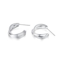 New Semi-circular C-shaped Simple Double-layer Crossed Copper Earrings sku image 2