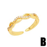 Fashion Geometric Irregular Zircon Index Finger Copper Ring sku image 1