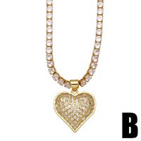 New Simple Necklace Fashion Heart-shaped Hollow Zircon Pendant Necklace sku image 1