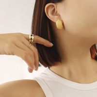 Titanium Steel Jewelry Wave Beads Pattern Earrings sku image 2