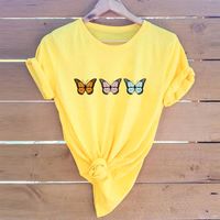 Three Little Butterflies Print Casual Short Sleeve T-shirt main image 3