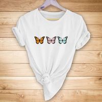 Three Little Butterflies Print Casual Short Sleeve T-shirt main image 1