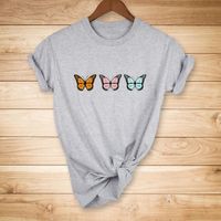 Three Little Butterflies Print Casual Short Sleeve T-shirt main image 5
