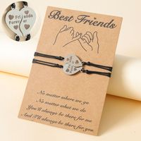New Friends Friendship Bracelet Creative Stainless Steel Lettering Wax Thread Hand-woven Bracelet main image 1