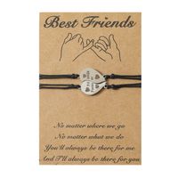New Friends Friendship Bracelet Creative Stainless Steel Lettering Wax Thread Hand-woven Bracelet main image 6