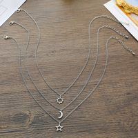New Good Friends Sun Moon Star European And American Three-piece Stainless Steel Necklace main image 4