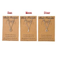 New Good Friends Sun Moon Star European And American Three-piece Stainless Steel Necklace main image 5