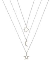 New Good Friends Sun Moon Star European And American Three-piece Stainless Steel Necklace main image 6