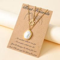 New Sun Moon Pearl Pendant Stainless Steel Sun Moon 18k Real Gold Clavicle Chain main image 3