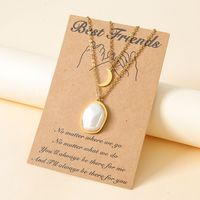 New Sun Moon Pearl Pendant Stainless Steel Sun Moon 18k Real Gold Clavicle Chain main image 4