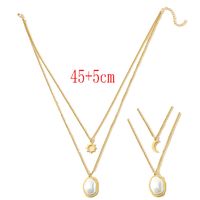 New Sun Moon Pearl Pendant Stainless Steel Sun Moon 18k Real Gold Clavicle Chain main image 5