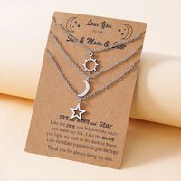 New Stainless Steel Sun Moon Star Necklace European And American Personality Pendent Necklace main image 1