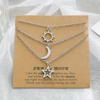 New Stainless Steel Sun Moon Star Necklace European And American Personality Pendent Necklace main image 4