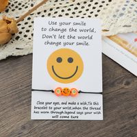 New Smile Card Bracelet Fashion Soft Ceramic Resin Heart-shaped Smiling Face Woven Bracelet main image 4