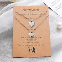 New Peach Heart Stainless Steel Parent-child Clavicle Chain Non-fading 2-piece Set Wholesale main image 3