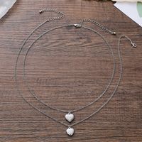 New Peach Heart Stainless Steel Parent-child Clavicle Chain Non-fading 2-piece Set Wholesale main image 5