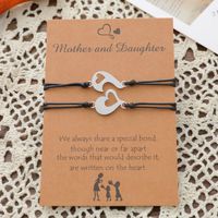 New Mother-daughter Parent-child Love Card Bracelet Stainless Steel Fish Hook Heart Woven Bracelet main image 6