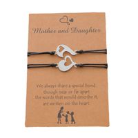 New Mother-daughter Parent-child Love Card Bracelet Stainless Steel Fish Hook Heart Woven Bracelet main image 2