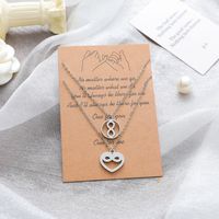 New Eight-character Card Necklace Fashion Stainless Steel Heart Hollowed Necklace 2-piece Set main image 3