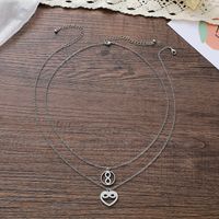 New Eight-character Card Necklace Fashion Stainless Steel Heart Hollowed Necklace 2-piece Set main image 5