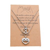 New Eight-character Card Necklace Fashion Stainless Steel Heart Hollowed Necklace 2-piece Set main image 6