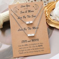 New Rectangular Alloy Clavicle Necklace Creative Simple Sun And Moon Couple Necklace 2-piece Set main image 1