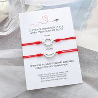 New Sun And Moon Braided Bracelet Simple Stainless Steel Red String Card Bracelet 2 Piece Bracelet main image 1