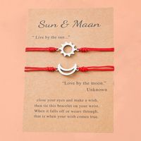 Neues Sonne Und Mond Geflochtenes Armband Einfaches Edelstahl Rotes Schnurkartenarmband 2-teiliges Armband main image 4