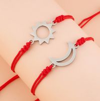 Neues Sonne Und Mond Geflochtenes Armband Einfaches Edelstahl Rotes Schnurkartenarmband 2-teiliges Armband main image 5